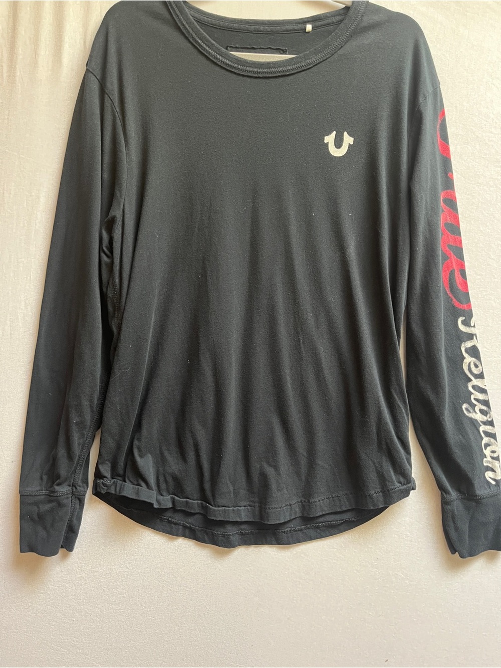 True Religion Horseshoe Logo Spellout Long Sleeve T-Shirt Size M